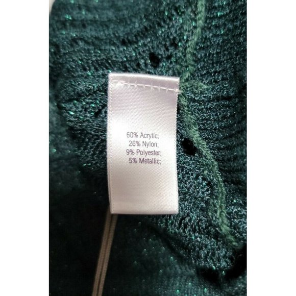 Jennifer Lopez Dark Green Metallic Drop-Shoulder V-Neck Sweater Small - Picture 8 of 9